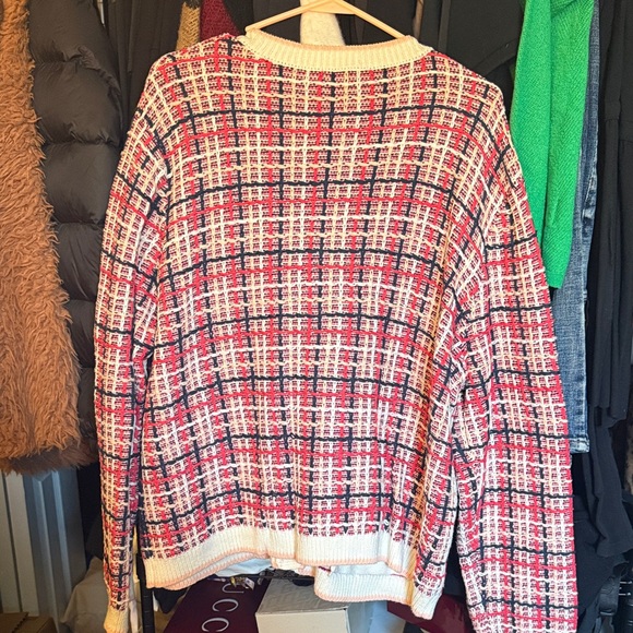 Anne Taylor Tweed Button-Up Cardigan Jacket in Pink, Navy & Cream - Picture 3 of 3